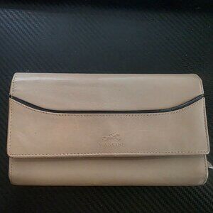 Mancini Gemma Ladies Genuine Leather Wallet Tan RFID Lots of Compartments
